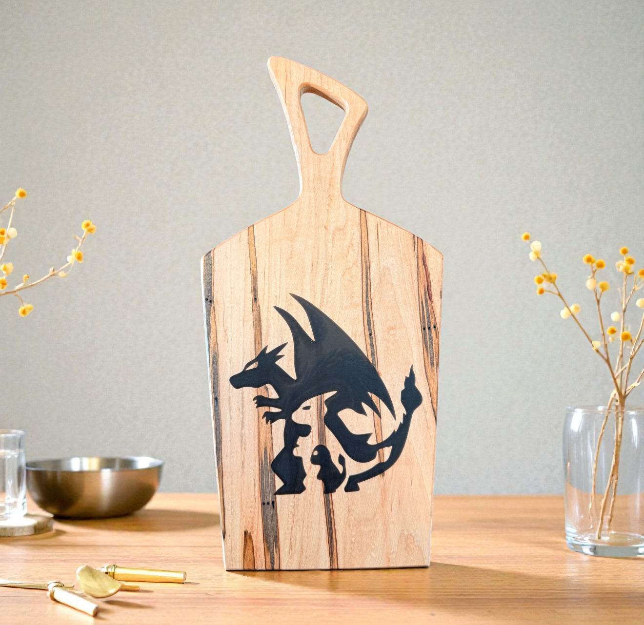 WORMY MAPLE CHARIZARD EVOLUTIONS CHARCUTERIE BOARD