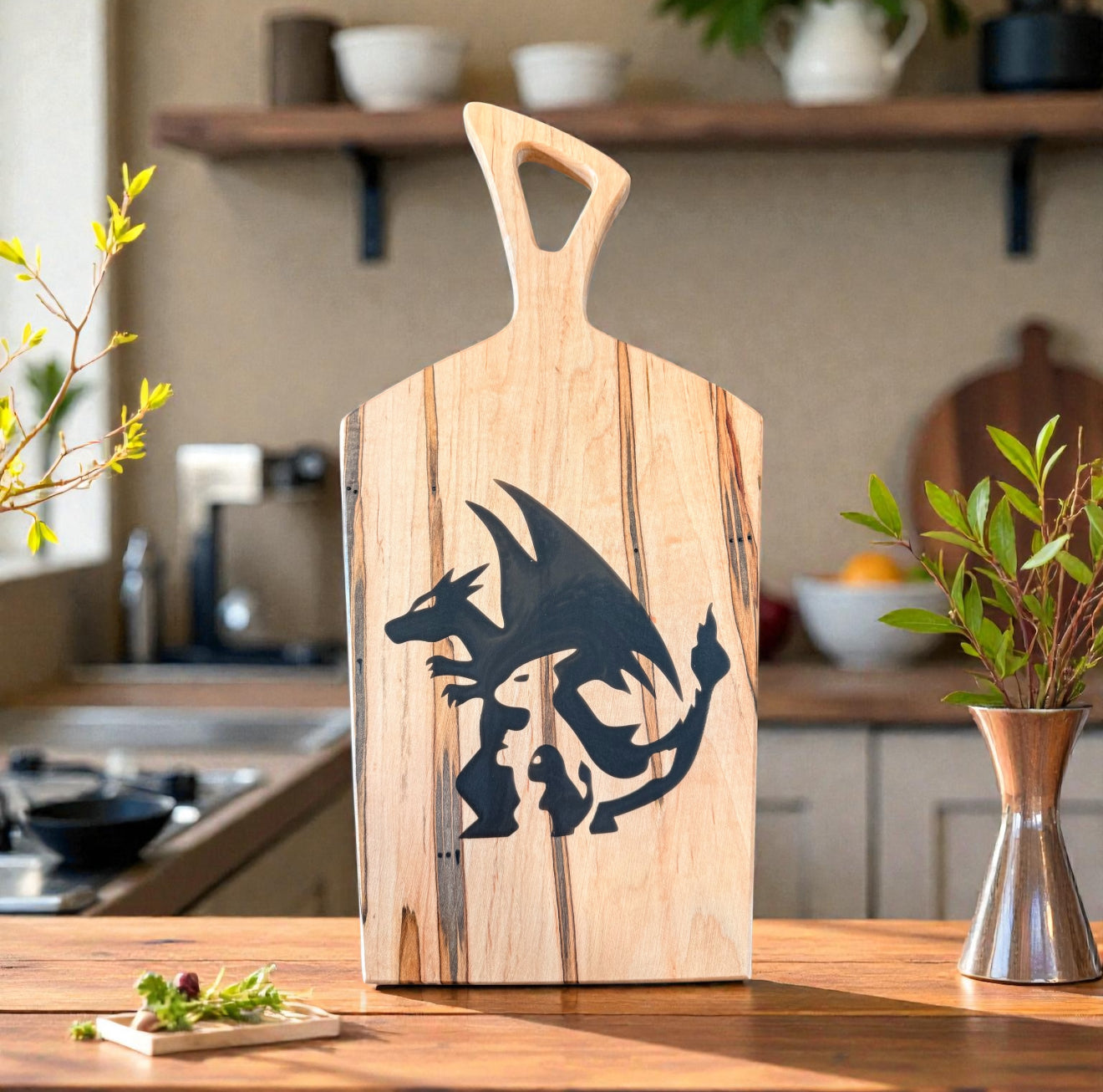 WORMY MAPLE CHARIZARD EVOLUTIONS CHARCUTERIE BOARD